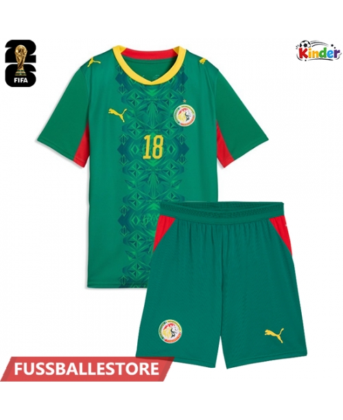 Günstige Senegal Ismaila Sarr #18 Auswärts Trikotsatzt Kinder WM 2026 Kurzarm (+ Kurze Hosen)